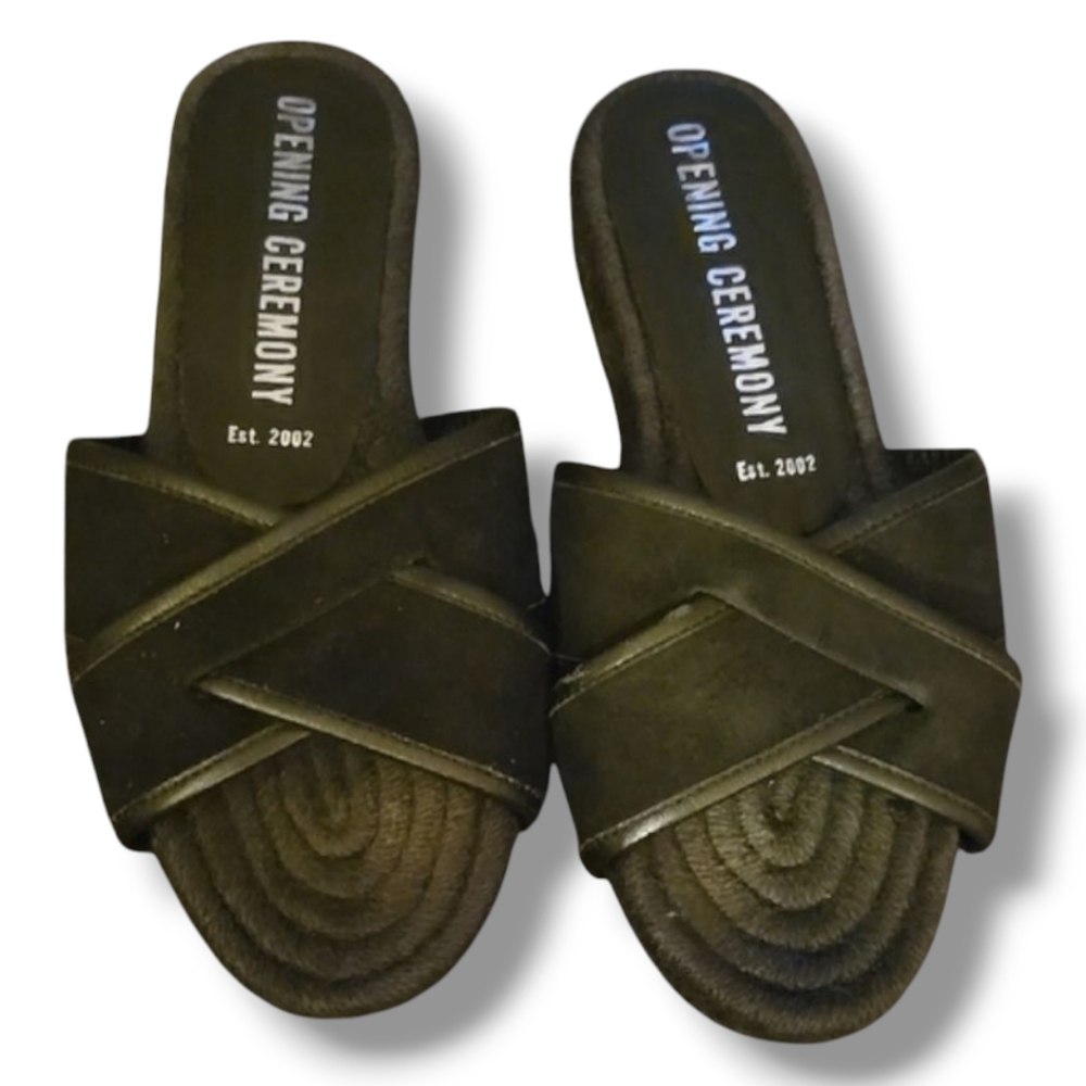 Opening Ceremony Alixx Crossover Black Slide Sandals